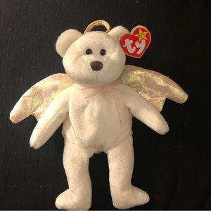 VINTAGE 90s BEANIE BABY HALO ANGEL BEAR WHITE